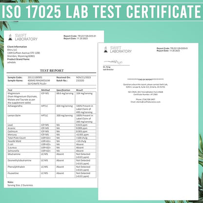90 CT Magnesium Glycinate Gummies 400 mg/Serv - with Ashwagandha, Magnesium Malate & Taurate - Sugar Free Chews for Adults & Kids Relaxation, Stress Relief, Night Rest, Muscle & Cardio Support