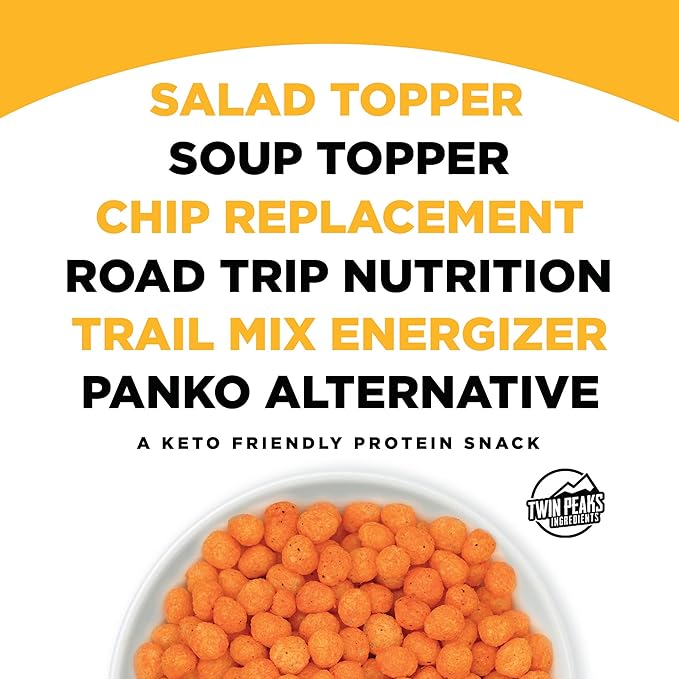 Twin Peaks Low Carb, Keto Friendly Protein Puffs, Nacho Cheese (300g, 21g Protein, 2g Carbs)