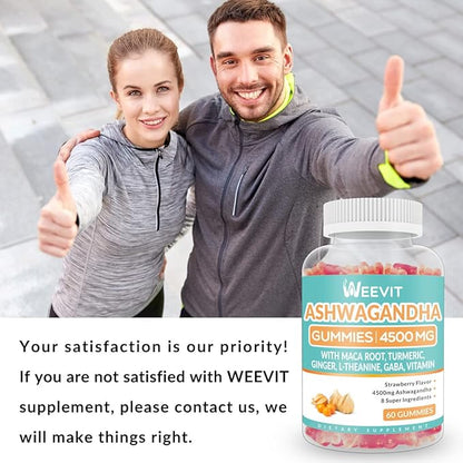 Ashwagandha Gummies 4500mg for Women & Men, Ashwagandha Gummy with Maca Root Powder | Organic Ashwa Gummies