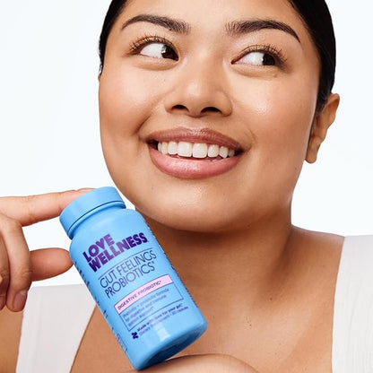 Love Wellness Gut Feelings Probiotic | Gut Health for Women, Digestion Relief & Immune Support Supplement | Womens Probiotic for Gas Relief | 3 Billion CFU | Safe Prebiotic and Postbiotic | 30 Count