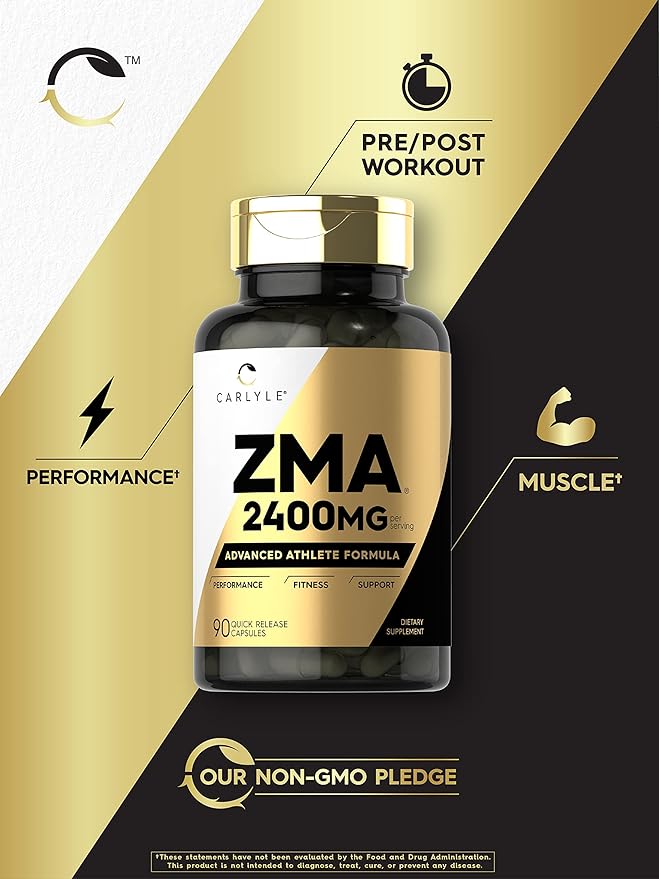 Carlyle ZMA Supplement for Men & Women 2400mg | 90 Count | Non-GMO, Gluten Free Formula