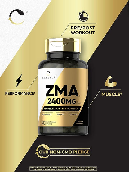 Carlyle ZMA Supplement for Men & Women 2400mg | 90 Count | Non-GMO, Gluten Free Formula