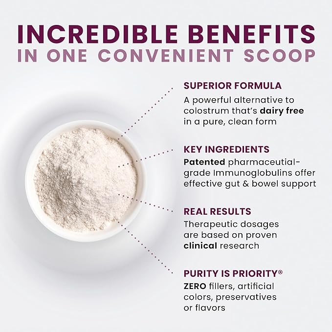 Pure Therapro Rx Elite IgG Immunoglobulin Supplement | 1100+ mg IgG, IGA & IgM Serum Derived Immunoglobulins (SBI) | Colostrum Supplement Alternative | Gluten, Dairy & GMO Free (30 Servings - Powder)