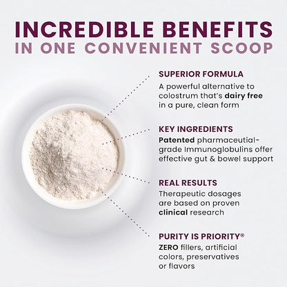 Pure Therapro Rx Elite IgG Immunoglobulin Supplement | 1100+ mg IgG, IGA & IgM Serum Derived Immunoglobulins (SBI) | Colostrum Supplement Alternative | Gluten, Dairy & GMO Free (30 Servings - Powder)