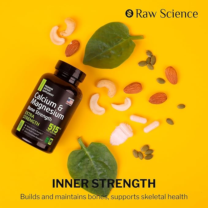 Calcium Citrate with Vitamin D3 K2 & Magnesium Glycinate - Bone Strength Supplement - Plant Based Calcium Supplements for Women & Men - Magnesium and Calcium D3 K2 Pills for Bone Health - 90 Capsules