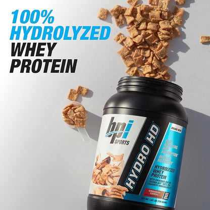 BPI Sports Hydro HD - 100% Hydrolyzed Whey Protein Powder - Muscle Growth, Recovery, 25g of Protein, Low Carb, Low Sugar, Fast Absorbing (23 Servings, Cinnamon Cereal)