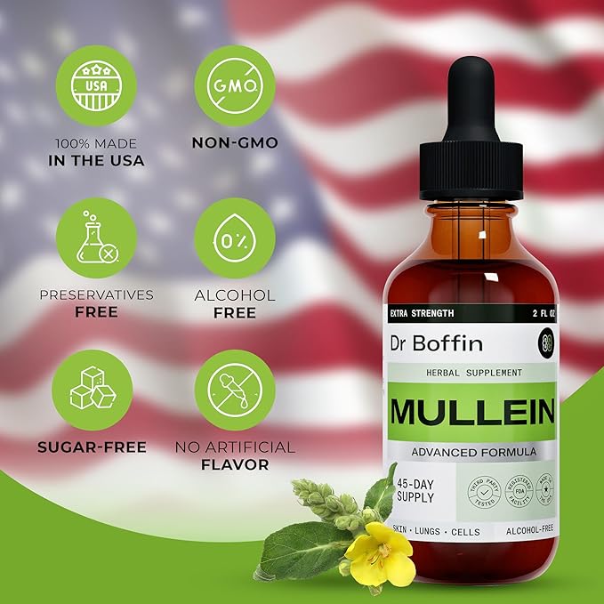 Mullein Leaf Liquid Extract 2 Fl Oz (Pack of 2) - Extra Strenght | Advanced Formula - Natural Supplement Liquid Tincture - Lung Cleanse and Detox - Respiratory Health and Immune Support Drops
