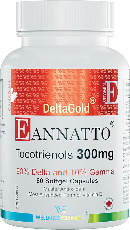 Eannatto Tocotrienols Vitamin E Supplements Tocopherol Free, Supports Immune Health, Non-GMO, Gluten Free & Antioxidant (300MG 60 Softgels)