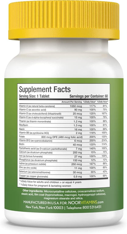 Noor Vitamins Halal Womens Multivitamin & Mineral I Once Daily Vitamin Supplement I Vegan | Supports Energy, Immunity, Metabolism, Healthy Appearance and Stages of Motherhood I 2-Month Supply