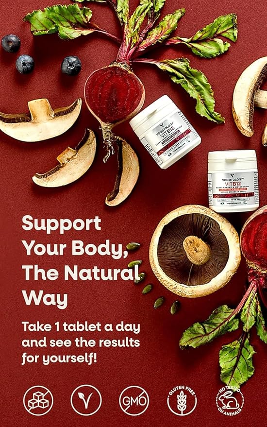 Vegan Vitamin B12 Sublingual Energy Supplements — Metabolism Vitamins & Health Supplements — Daily Supplements (60 Vitamin Tablets)