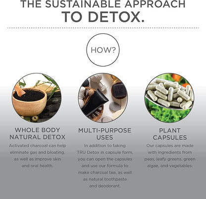 TRU Detox, Activated Charcoal, Vegan Friendly, Whole Body Natural Detox, Eliminates Bloating, Improve Skin Health, 60 Servings