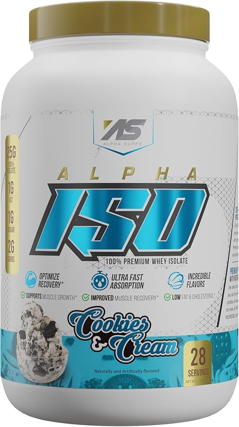 ISO, Low Carb 100% Whey Protein Isolate Powder, 25 Grams Per Serving, Helps Support Muscle Growth, Low Sugar and Gluten Free (Cookies & Cream, 2 lb)