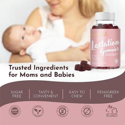 Milk Multiplier Lactation Postpartum Gummies - Postnatal Support Vitamins Supplement for Nursing Breastfeeding Mom Mother - Increase Milk Supply Production Multivitamins for Women