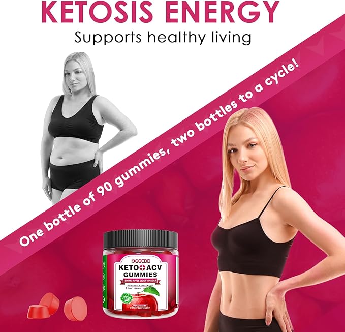 90 Count Sugar Free Keto ACV Gummies with B6 & B12-90 Count Sugar Free Keto ACV Gummies with 1500MG Apple Cider Vinegar, Sugar Free & Gluten Free - Made in USA
