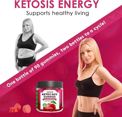 90 Count Sugar Free Keto ACV Gummies with B6 & B12-90 Count Sugar Free Keto ACV Gummies with 1500MG Apple Cider Vinegar, Sugar Free & Gluten Free - Made in USA