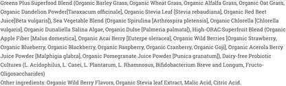 Greens+ Organic Wild Berry Superfood Powder, Antioxidant Polyphenol, Blend for Morning Kick, Energy, Vitality Boost, Nutrition, Vibrant Health, Dietary Supplement, Vegan Soy/Dairy/Gluten Free(8.46oz)