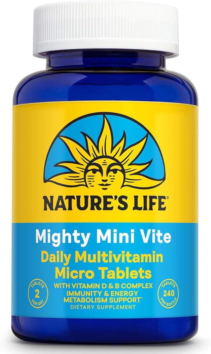 Nature's Life Mighty Mini Vite - Daily Multivitamin for Women and Men - Vitamin D and B Complex - Immunity and Energy Metabolism Support - Lab Verified - 120 Servings, 240 Micro Tablets