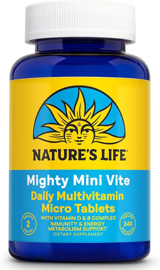 Nature's Life Mighty Mini Vite - Daily Multivitamin for Women and Men - Vitamin D and B Complex - Immunity and Energy Metabolism Support - Lab Verified - 120 Servings, 240 Micro Tablets
