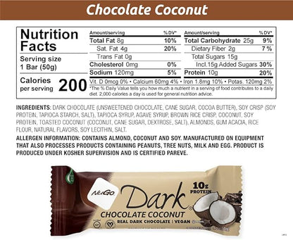 NuGo Dark Variety - Pretzel with Sea Salt 12 Bars & Dark Coconut 12 Bars, Vegan, 200 Calorie, Gluten Free, 24 Count