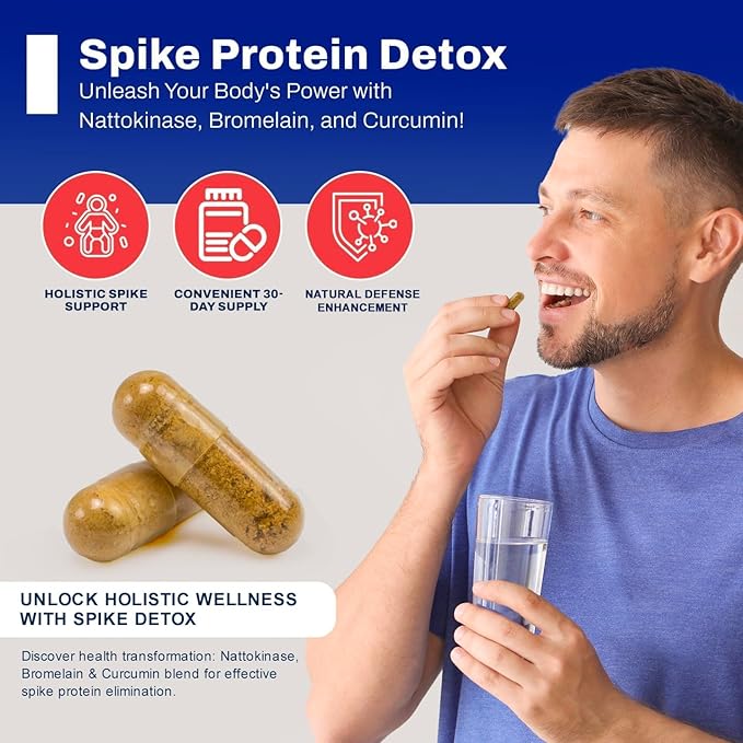 Spike Protein Detox | Nattokinase 3000Fu, Bromelain 500mg, Curcumin 1000mg | 60 Capsules - 30-Day Supply | Promotes Natural Balance | Spike Support Formula | Unflavored