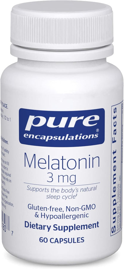 Pure Encapsulations Melatonin 3 mg - Antioxidant Supplement to Support Natural Sleeping & Relief of Occasional Sleeplessness - for Natural Sleep Support* - 60 Capsules