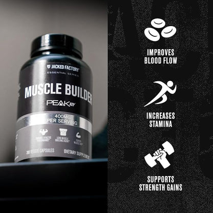 Jacked Factory Essentials Muscle Builder - Daily Muscle Builder for Men with Peak ATP to Support Lean Muscle Gain, Enhance Athletic Performance, & Fortify ATP Levels for Muscle Growth - 30 Capsules