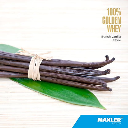 Maxler 100% Golden Whey Protein - 24g of Premium Whey Protein Powder per Serving - Pre, Post & Intra Workout - Fast-Absorbing Whey Hydrolysate, Isolate & Concentrate Blend - French Vanilla 2 lbs