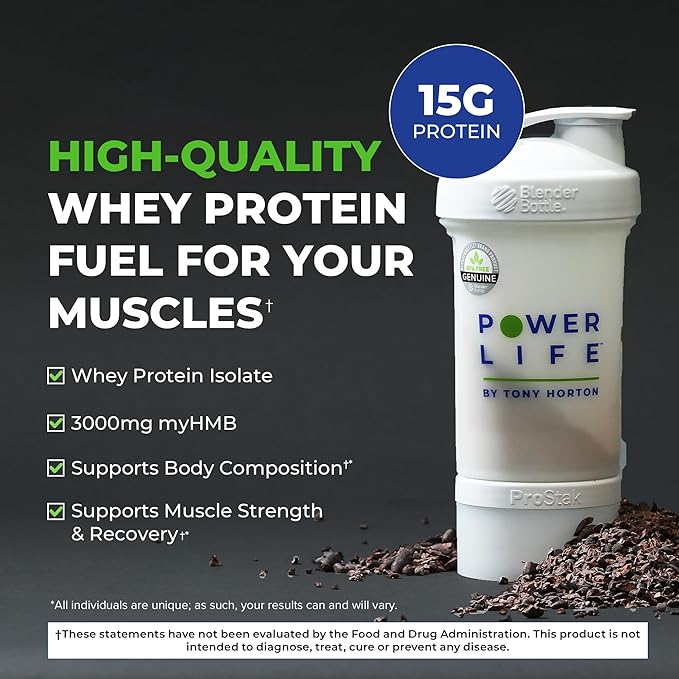 POWERLIFE Tony Horton High Impact Grass Fed Whey Protein with 3000 MG of HMB, No Sugar Added, Non-GMO, Hormone and Antibiotic Free, 15 Servings (Vanilla - New Formula)
