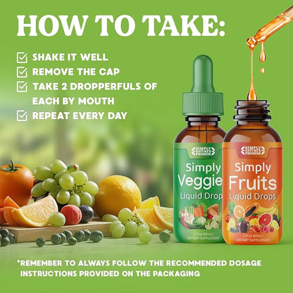 Simply Nature's Promise - Fruit and Vegetable Supplements - Liquid Drops - Made with Whole Food Superfoods, Packed Vitamins & Minerals - Soy Free - Made in The USA