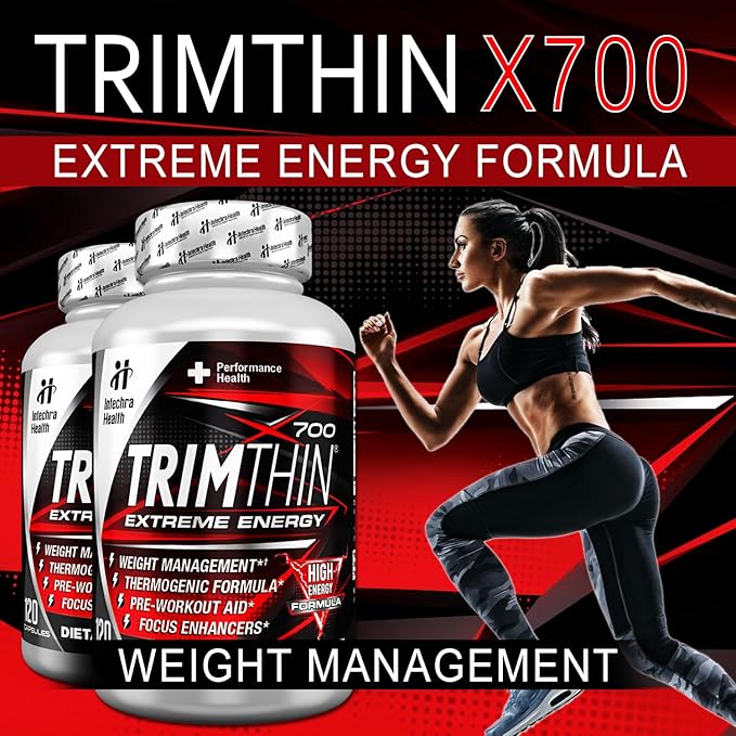 TrimThin® X700 Thermogenic Diet Pills with Maximum Energy Manufactured in USA 120 Capsules