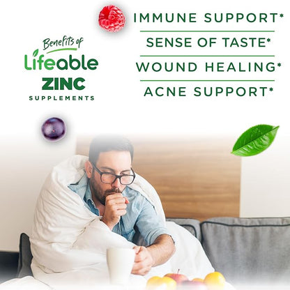 Lifeable Zinc Gummies | 50mg | Great Tasting Natural Flavor Zinc Vitamins | Gluten Free, Vegetarian, GMO-Free Zinc Chewable | for Immune Support | 90 Gummies