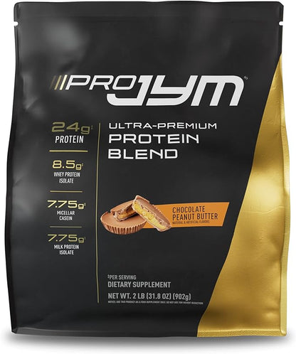 Pro JYM Chocolate Peanut Butter Protein Powder - Whey Protein Isolates, Casein, & Milk Protein, Lean Muscle Building for Men & Women, JYM Supplement Science, 22 Servings