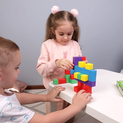 Magnetic Blocks, Magnetic Cubes Educational Toys, Original Award Winning Magnetic Building Blocks for Kids, 100 Pieces Rainbow Color Autism Toys Magic Cube Sensory Toys for Kids