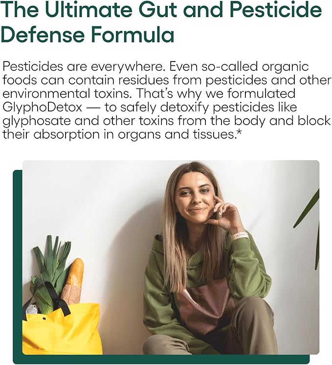 EcoNugenics GlyphoDetox Supplement – Safely Remove Glyphosate Pesticides and Agricultural Toxins – Detox Formula w/Kelp, Citrus Pectin, Algimate, Glycine – for Men & Women – 60 Capsules
