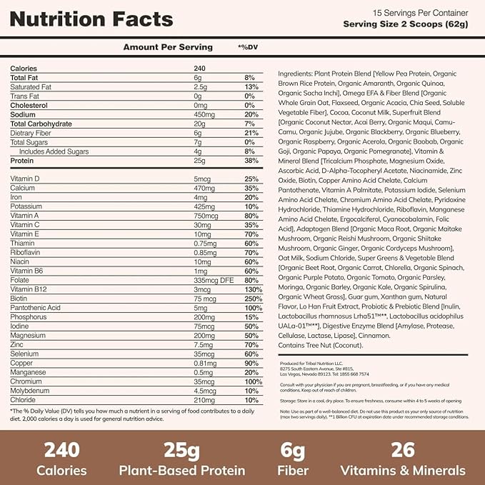 Ka’Chava All-In-One Nutrition Shake Blend, 85+ Superfoods & Nutrients, Meal Replacement, Greens Plant-Based Superfood Powder Protein Drink, Digestive Enzymes & Probiotics, Vegan Dairy Gluten Free, 2lb