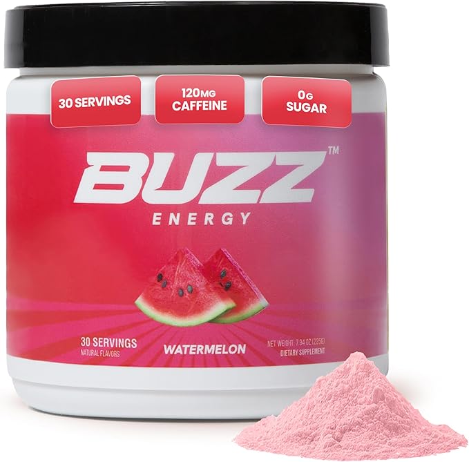 Morning Buzz Energy Drink Powder - Energy Boost Drink Mix - Sugar-Free Energy with Antioxidants - Morning Kickstart and Sports Nutrition Endurance Product - 30 Servings, Watermelon, 8 Ounces