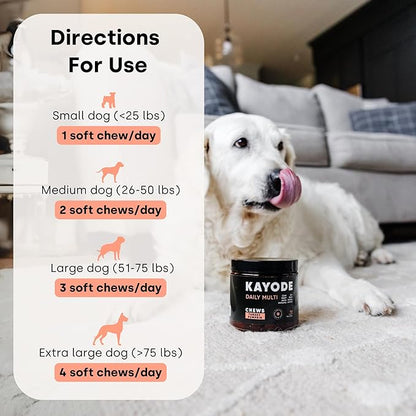 Kayode Daily Multi - Dog Multivitamin & Superfood Chew. Fill Nutrient Gaps. Helps Joints, Digestion, Heart, Brain, Urinary & More. Add Nutrients Dog Food Misses. Great for Puppies Too.