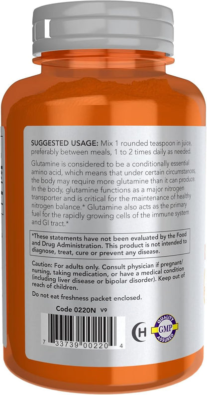 NOW Foods Sports Nutrition, L-Glutamine Pure Powder, Nitrogen Transporter*, Amino Acid, 6-Ounce