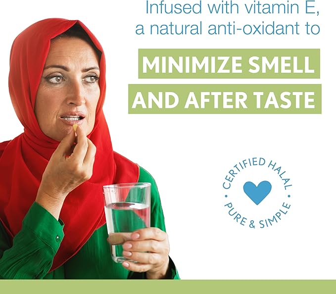 Noor Vitamins Halal Fish Oil, Halal Vitamins, Fish Oil Halal, Ultra Omega 3 Wild Peruvian Fish Oil (800 mg EPA & 400 mg DHA) Heart, Brain & Joint Support, Non-GMO & Gluten Free (120 Count)