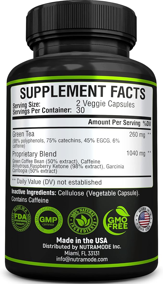 Premium Green Tea Extract Fat Burner Supplement EGCG-Natural Appetite Suppressant-Healthy Weight Loss Diet Pills That Work Fast for Women and Men-Detox Metabolism Booster to Burn Belly Fat Fast-2 pack
