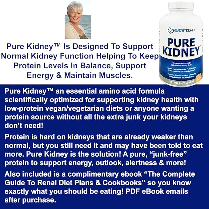 Pure Kidney Health Supplement and Renal Diet Cookbook for Rejuvenation, Low Protein Diet and Kidney Supplement. Kidney Diet Book Renal Supplement 210 Pills