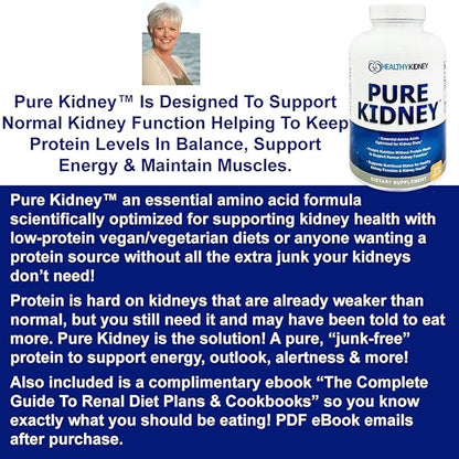 Pure Kidney Health Supplement and Renal Diet Cookbook for Rejuvenation, Low Protein Diet and Kidney Supplement. Kidney Diet Book Renal Supplement 210 Pills