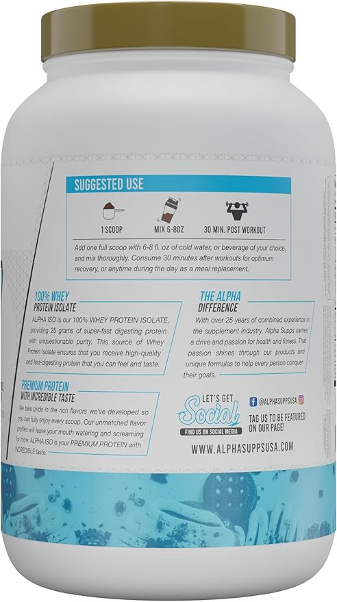 ISO, Low Carb 100% Whey Protein Isolate Powder, 25 Grams Per Serving, Helps Support Muscle Growth, Low Sugar and Gluten Free (Cookies & Cream, 2 lb)