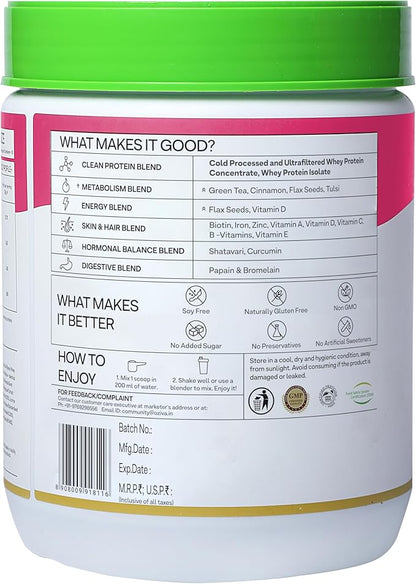 Protein & Herbs, Women with Multivitamins, Curcumin, Shatavari, Tulsi for Improved Metabolism, Hormonal Balance & Skin, Hair Health, 1.1 lbs, Cafe Mocha. Soy Free, Gluten Free, Non GMO