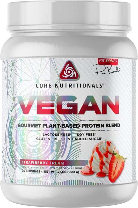 Core Nutritionals Platinum Vegan Gourmet Plant-Based Protein Blend 29 Servings (Strawberry Cream)