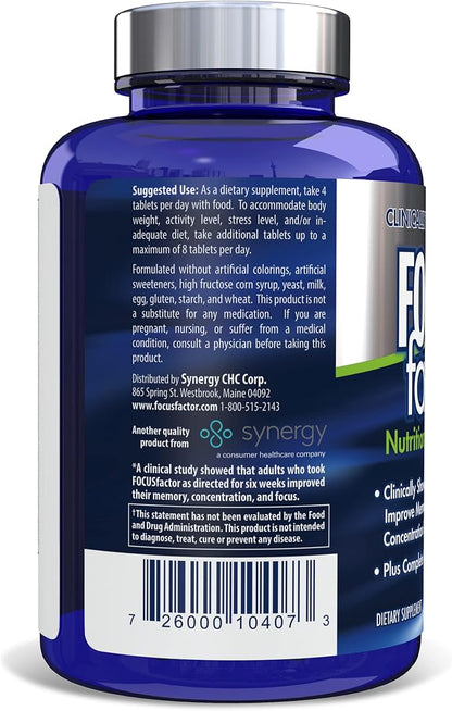 Focus Factor Nutrition for The Brain, Improved Memory & Concentration Brain Supplement, Complete Multivitamin with Vitamins B6, B12, D, Bacopa Monnieri & Tyrosine, 150 Count (Pack of 3)