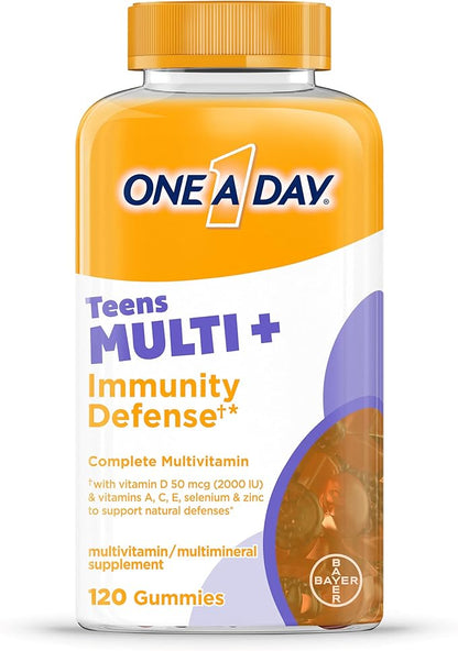 ONE A DAY Teen Multi+ Immunity Defense Vitamins, Multivitamin Gummies With Boost of Immunity Support with Vitamins A, C, D, E, Selenium & Zinc, 120 Count