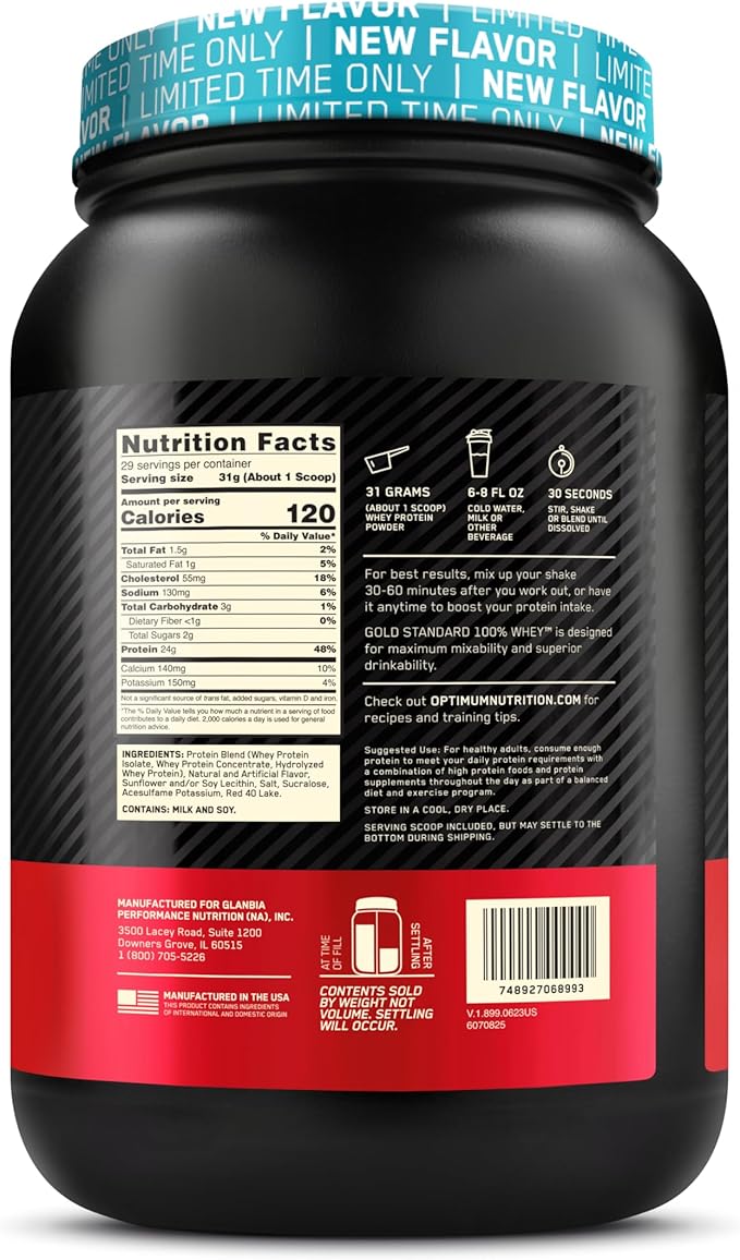 Optimum Nutrition New Flavor Gold Standard 100% Whey Protein Powder, Fruity Cereal, 1.98 Pound (Pack of 1) (Packaging May Vary)