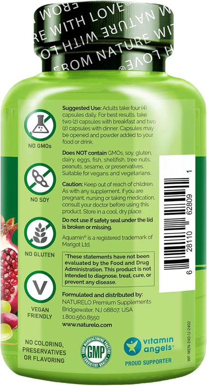NATURELO Mens Multivitamins - Whole Food Multivitamin for Men with Vitamins, Minerals - 240 Vegetarian Capsules for Energy, Brain, Heart, Eye Health*