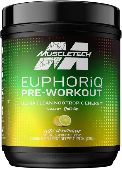 Pre Workout Powder MuscleTech EuphoriQ PreWorkout Smart Pre Workout Powder for Men & Women Caffeine Metabolite Fueled with Paraxanthine Yuzu Lemonade (20 Servings)